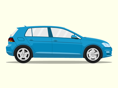 VW Golf MK7 blue car flat golf illustration vector