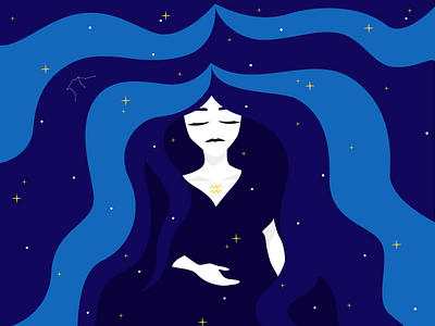 Aquarius aquarius astrology girl illustration stars universe