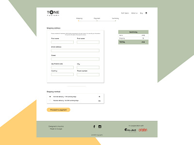 Tone Factory - school project figma payment form shipping ui ux ui design webdesign website design