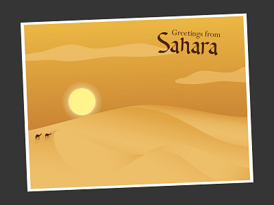 Sahara || Postcard Weekly Warm-Up camel desert illustration postcard sahara weekly challenge weekly warm up