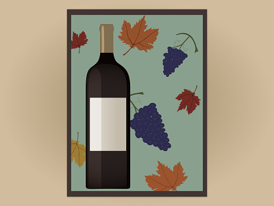 Wine bottle || Poster autumn fall grapes illustration leaves poster season wine