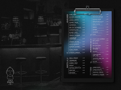 Tims Mints | Visual concept (Menu) bar brand branding cafe design drink menu graphic design menu menu design neon visual concept visual design