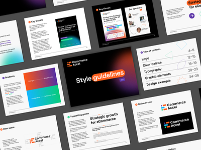 Commerce Accel | Visual identity & Style guidelines brand development brand guidelines branding conference digital e commerce graphic design key visual logo logo design style guide
