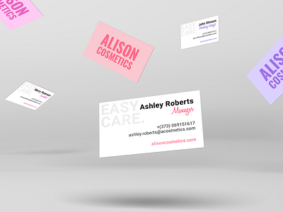 "Alison Cosmetics" Business Cards adobe illustrator adobe photoshop beauty product brand brand design brand identity branding branding and identity business card business card design cosmetics design graphic design logo logocore