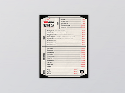 Sushi Zen Menu adobe illustrator asia asian food brand brand design brand identity branding design graphic design logo logocore menu menu design print print design restaurant restaurant branding vector