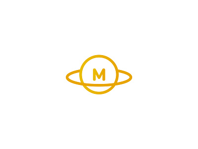 M + planet circle design icon logo planet vector