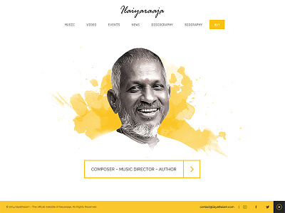 Ilaiyaraaja website - Landing Page Concept homepage ilaiyaraaja webdesign yellow