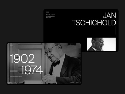 Jan Tschichold | Website background biography black coloumn composition dark date design designer desktop graphic grid ipad name swiss time typogaphy ui ux years