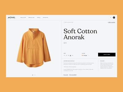 Soft Cotton Anorak V.2 buy buying cart composition design e commerce goods graphic grey grid online online shop page shop store swiss typography ui uiux yellow