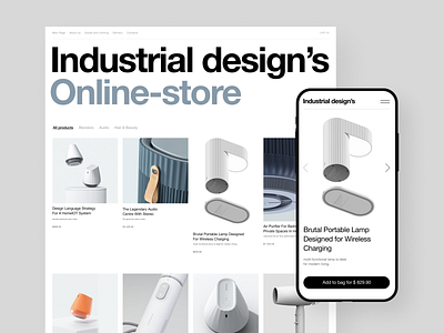 Industrial Design's Online-Store biography black cart composition design e commerce graphic grid individual mobile modern online online store readymag store app swiss typogaphy ui ux white