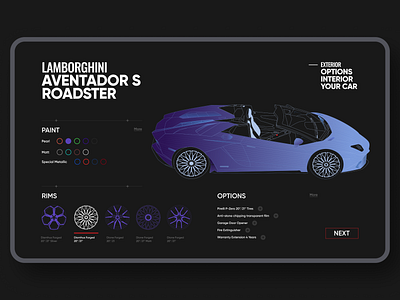 Lamborghini Car Configurator branding car redesign ui ux vector web