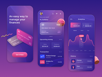 E- Banking app concept 3d app bank credit card finance ui ux