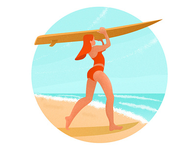 If in doubt, paddle out. adobe illustrator girl illustration photoshop sea summer surfing vector web