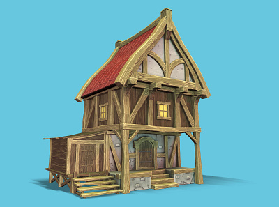 Stylized Medieval House 3d 3d art house lowpoly medieval model stylized