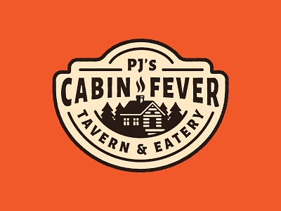 Cabin Fever Sign badge bar branding cabin design food icon illustration lettering logo print sign signage typography vector