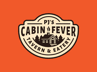 Cabin Fever Sign badge bar branding cabin design food icon illustration lettering logo print sign signage typography vector