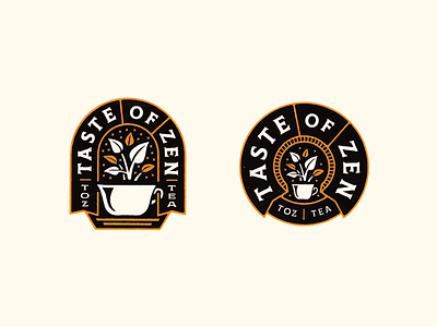 Taste of Zen Teas badge branding design identity illustration lettering logo print typography vector