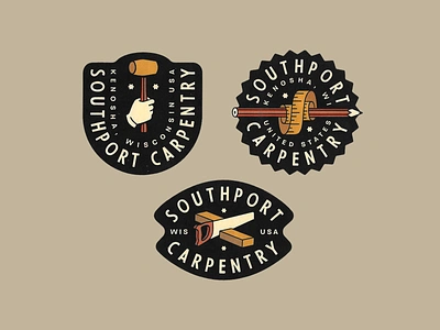 Southport Carpentry badge branding carpentry construction identity illustration lettering logo typography vector