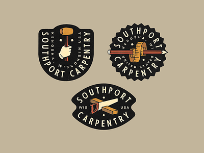 Southport Carpentry badge branding carpentry construction identity illustration lettering logo typography vector