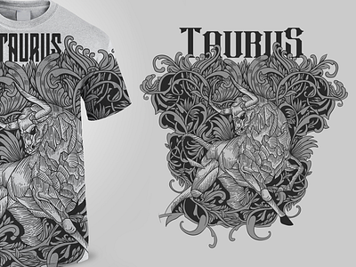ZODIAC : TAURUS drawing illustration black white design doodle illustration inking ornament taurus tshirt vector zodiac