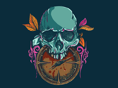 skull art branding design flat illustration vector