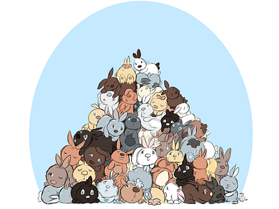 Snuggle mountain adobe fresco animal characters animals bunny character art digital images flat