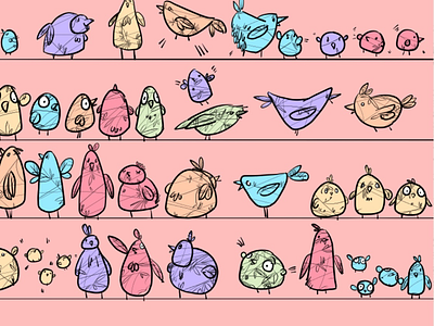 Birds birds characters cute illustration pattern