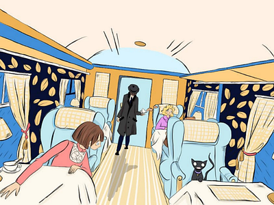 Train journey art bright color colour colouring comic digital art flat train