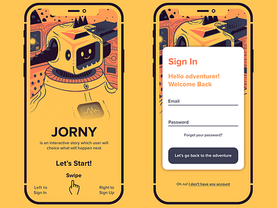 Jorny App app design illustration ui ux