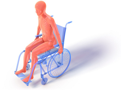 3d illustration of a human figure in a wheelchair. 3d 3d art anatomy design illustration medical wheelchair