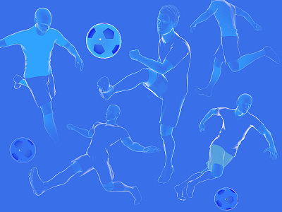 3d illustration of a composition of various soccer players 3d 3d art anatomy design football illustration soccer