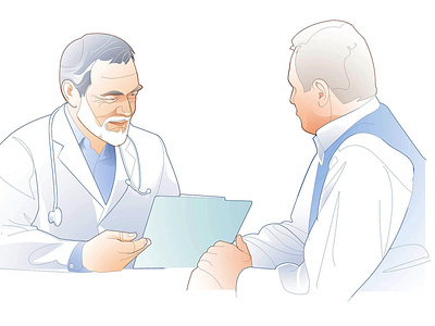 Doctor with patient in consultation illustration