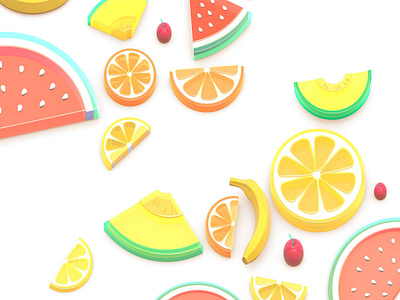 Frutas Composicion composition fruits illustration isometry