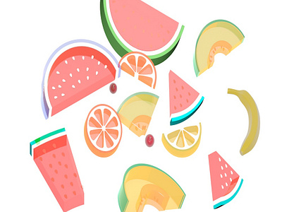 Frutas de verano fruits illustration logo summer