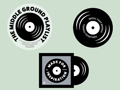 The Middle Ground Playlist branding green icon iconography illustration music olive player playlist record typography vinyl