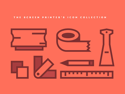 The Screen Printer's Icon Collection branding icon iconography illustration orange pink red screen print screen printing screenprint screenprinting tool icons tools