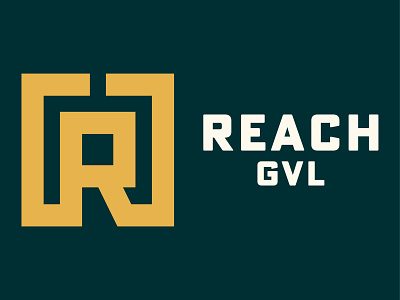 Reach GVL badge badge design branding cream green hand reaching hands handshake iconography illustration logo orange typography
