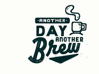 Another Day Another Brew badge design branding coffee coffee icon coffee lettering cream dark green green icon iconography illustration lettering procreate type typography