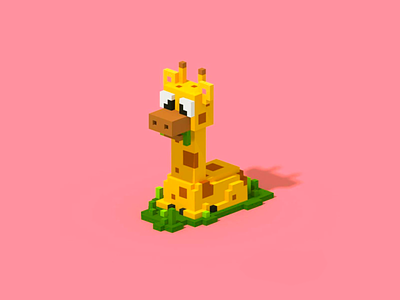 Voxel Giraffe 3d app illustration pixel voxel