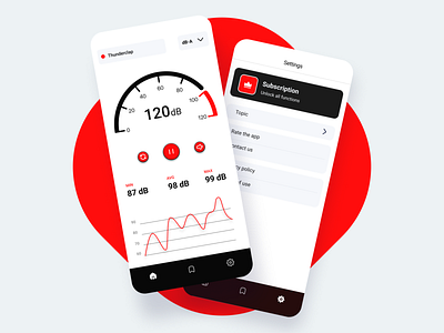 Sound Level Meter - Mobile App Design app app design design sound level meter ui ux