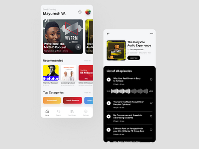 Podcast App Design app design appdesign design mobile app mobile ui podcast ui uidesign uiux