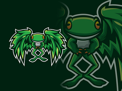 bird frog mascot logo design