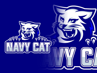 navy cat mascot logo design