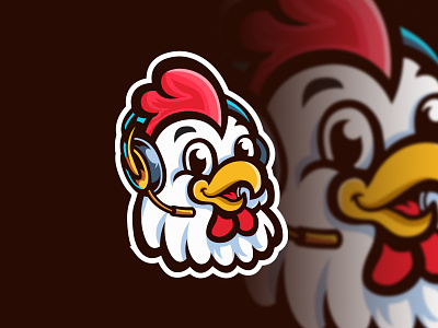 chicken head mascot logo