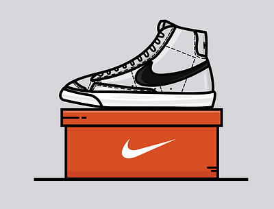 Nike Blazer Mid art art board colours design flat illustration illustrator art illustrator cc shading vector