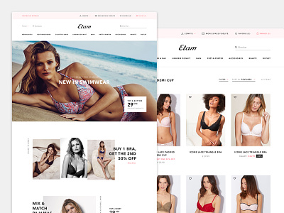 Etam - Responsive Site clean commerce elegant etam fashion feminine minimal shop ui web design
