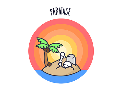 Paradise Island Illustration apparel art brand branding colors colroful design emoji flat icon illustration island paradise rainbow skeleton typography vector