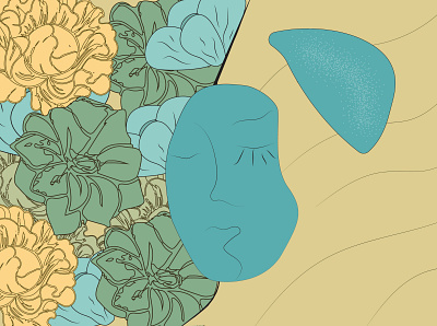 Ligea design face flat flowers illustration vector