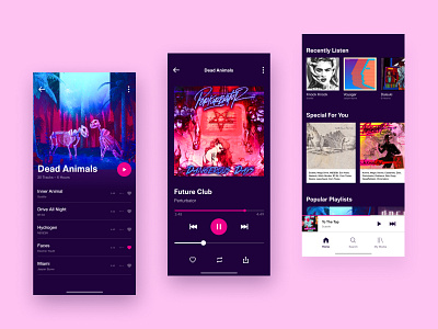 Music App app design concept design interface minimal mobile mobile app music music app player ui ux web
