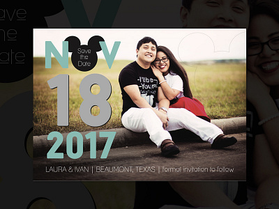 Save the Date for Laura & Ivan couple disney mickey mickey mouse print save the date teal wedding weddings